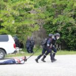 Les sapeurs-pompiers de l’Ardèche au plus près du dispositif de sécurité pour sa mission de secours dans le cadre de l’exercice NOVI Attentat